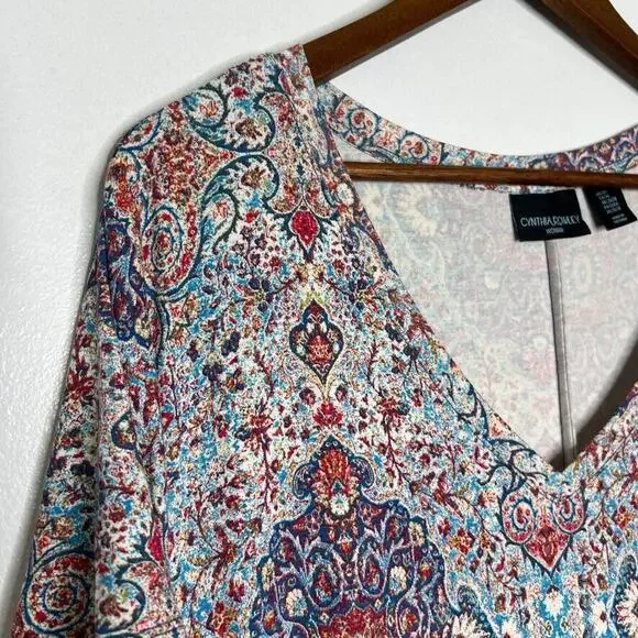 Cynthia Rowley Women's Plus Size Paisley Print Swing Dress Size 3X Boho NEW - Picture 2 of 8